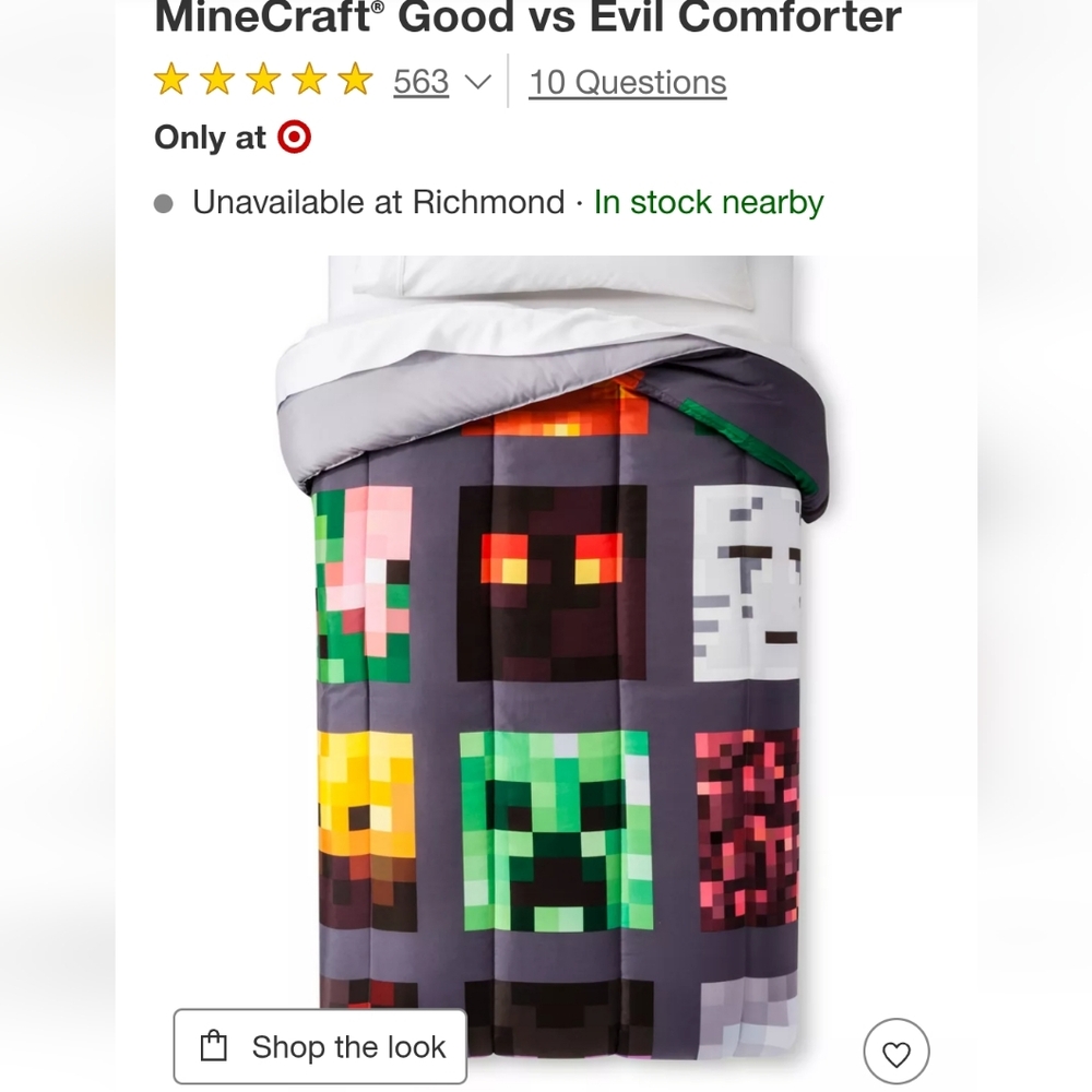 Minecraft Themed Comforter- Gray and Green